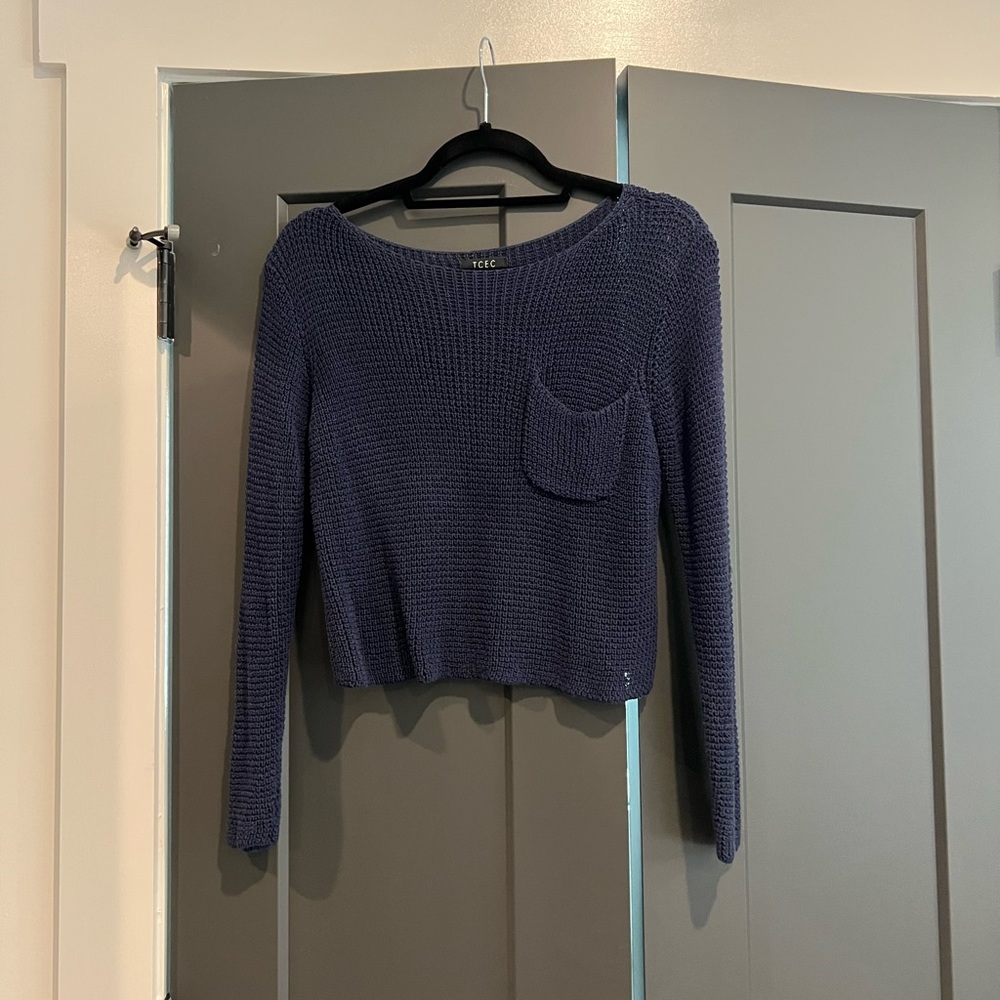 Navy Crop Sweater Small